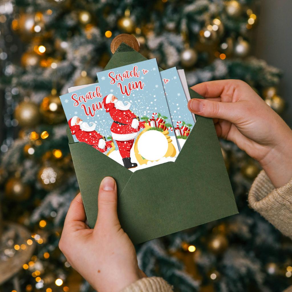 Christmas Party Cartoon Snowman Christmas Tree DIY Raffle Scratch Card Game Card Set