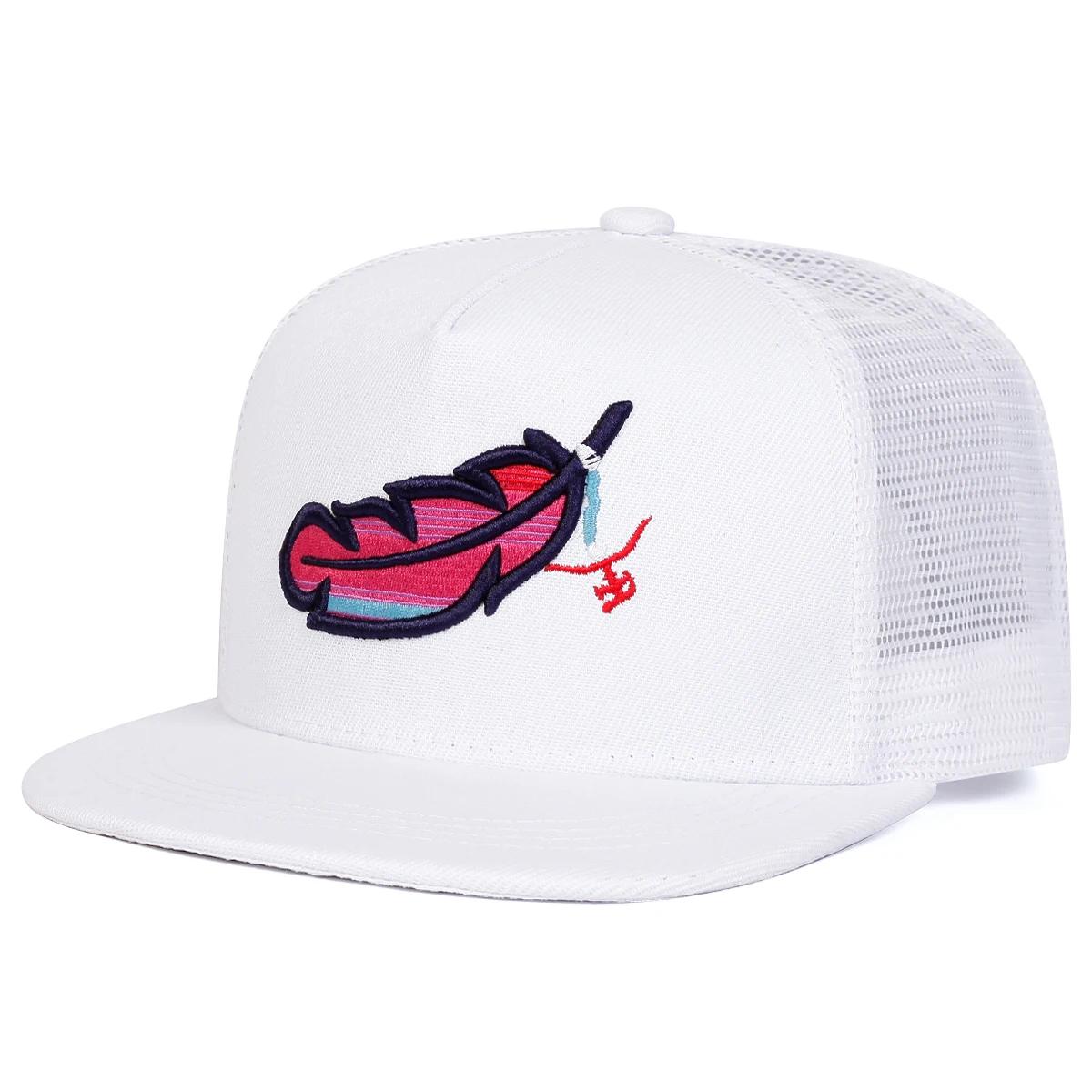 

Unisex Colorful Feather Embroidery Hip-Hop Net Hats Spring Summer Outdoor Adjustable Casual Baseball Caps Sunscreen Hats