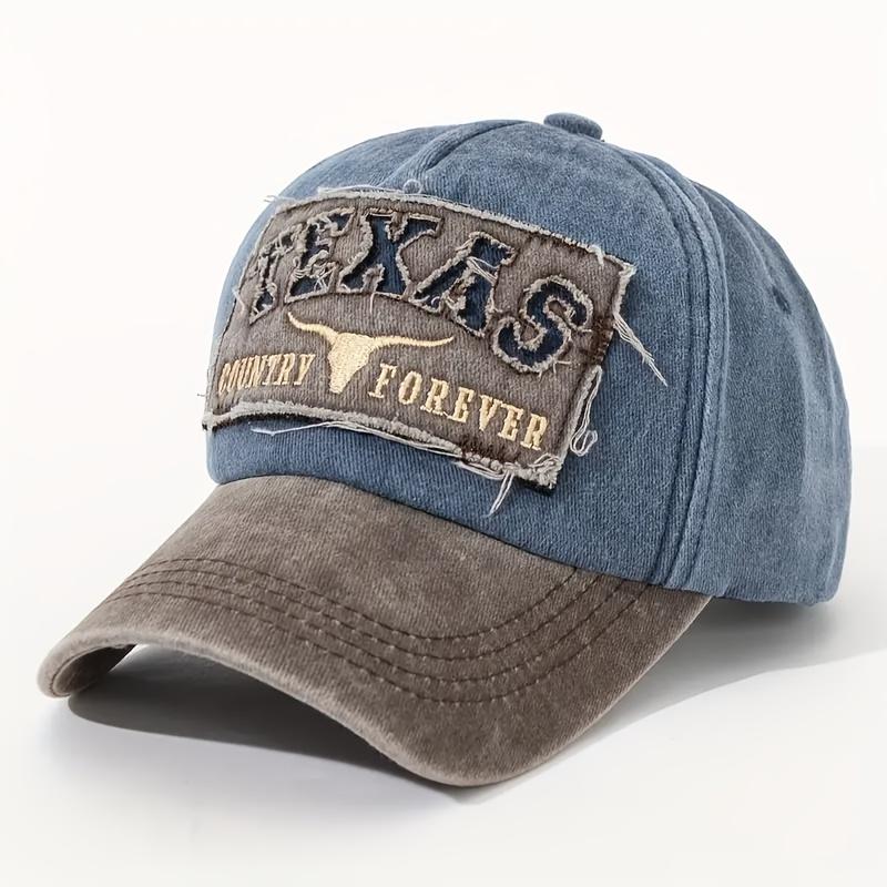 

Texas Hollow 3D Patch Washed Baseball Cap Flared Flat Embroidery Two Tone Rock Style Gift For Husband Colleague Friend озеро синий