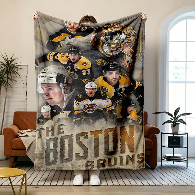 Boston Bruins Soft and Comfortable Flannel Suitable for Sofas Living Rooms Outdoor Camping Travel and Also Makes a Great Anniversary Gift