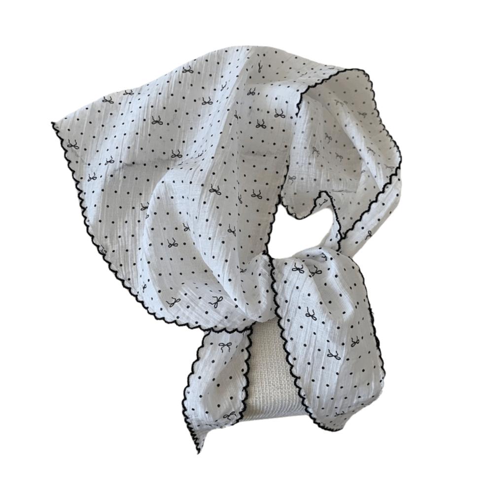 French Korean Neckerchief Bow Headband Turban Sweet Style Polka Dot Triangle Headscarf  Sunscreen