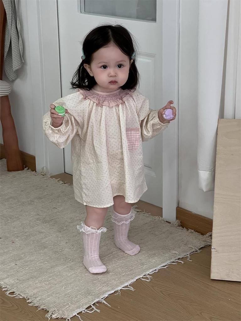 Korean Style Lace Romper Dress for Girls - Autumn Strawberry Princess Dress
