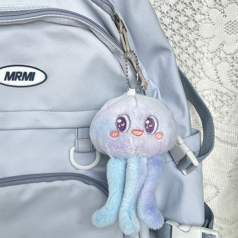 

New Cute Gradient Jellyfish Doll Wedding Throw Elementary School Student Gift Bag Keychain Plush Pendant length about 13cm
