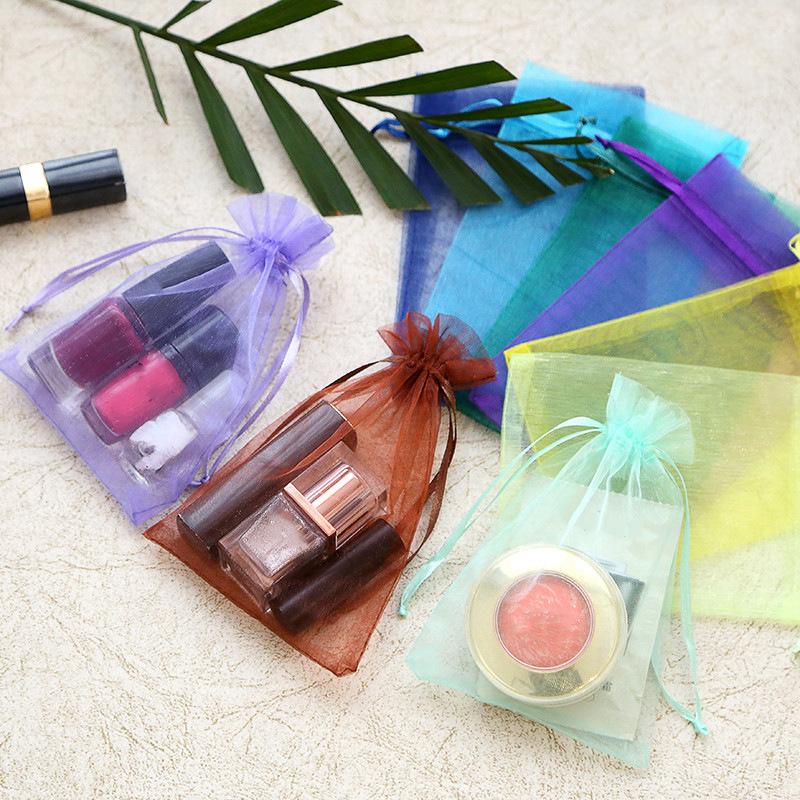 50/100PCS/Lot Organza Gift Bags for Jewelry, Multi-color Drawstring Bags, Wedding, Christmas, Candy Gifts, Jewelry Packaging