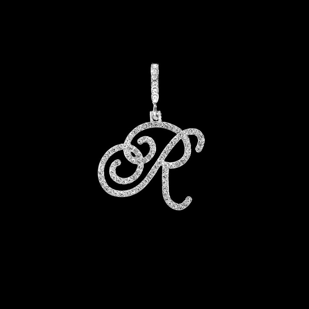 Collana Pendente Lettera Iniziale Z in Corsivo con Zirconi alla Moda per Donna Collana con Cordino Alfabeto in Cristallo Lucido Gioielli Hip Hop