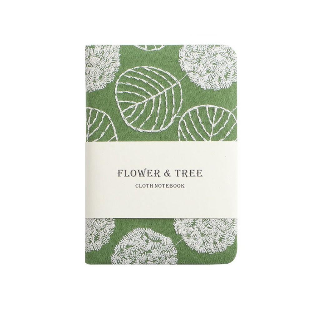 Fabric Cover Leaf Hand Ledger Compact Pocket Book Embroidered Notebook  for Going Back To School