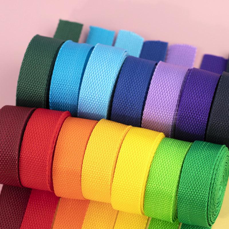 2.5 cm Colored Polypropylene & Nylon Webbing Backpack Strap | Flat Ribbon Handmade Accessories
