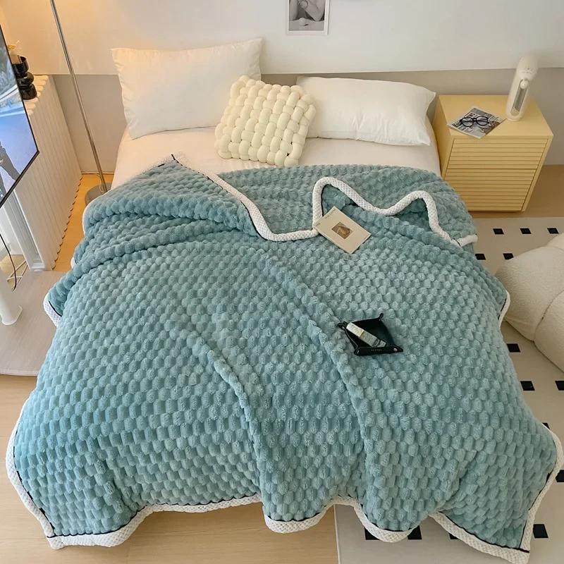Coral Velvet Autumn Winter Blanket Sofa Air Conditioning Single Double Soft Flannel Fleece Blankets for Warm Sleeping Quilt