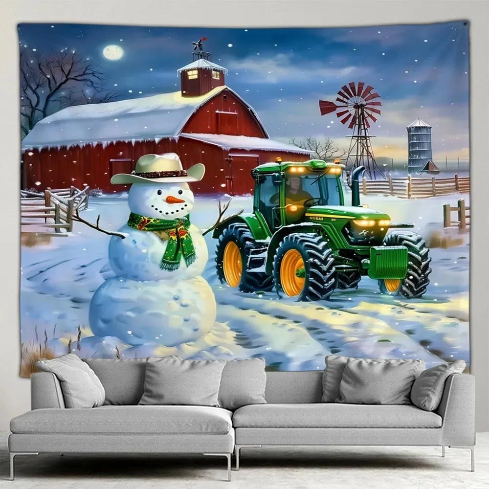 Christmas Tree Snowman Pattern Tapestry Bedroom Living Room Home Christmas Decoration