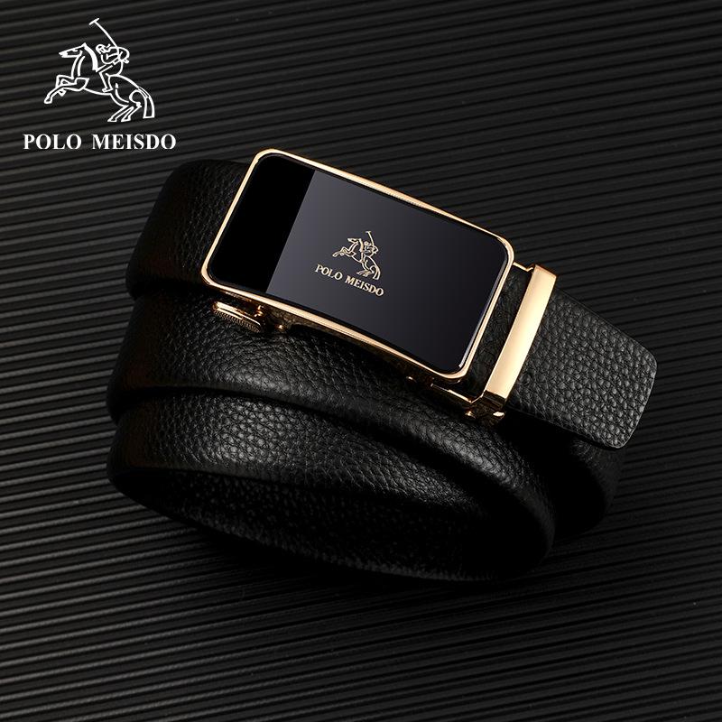 Genuine Paul Leather Men's Automatic Buckle Belt - High-End Cowhide Business Waistband
