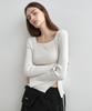 MONGDOL Square Neck Layered Diagonal Button Ribbed Knit Top Mdkt123_6 Colors