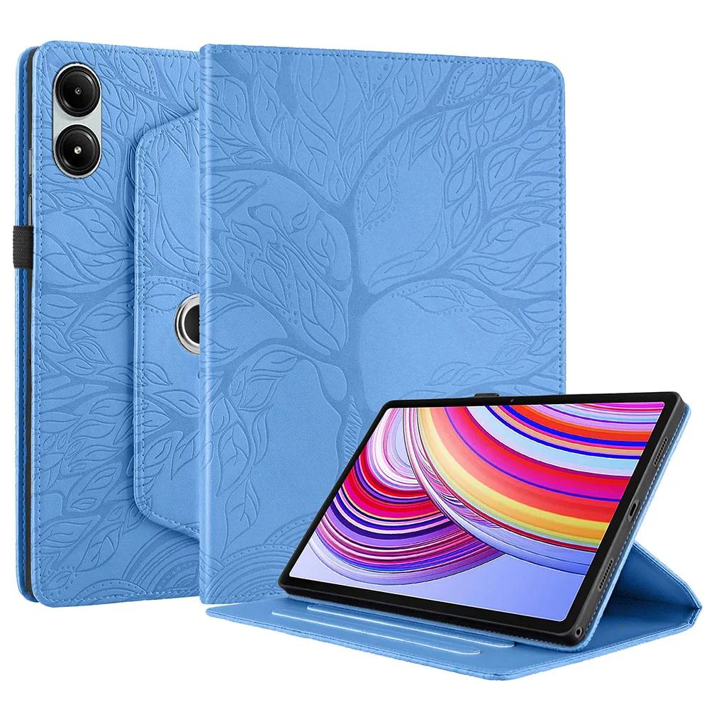 Redmi SE 2025 New Tablet Case for XIAOMI Redmi Pad SE 11 Inch 2025 3D Tree Embossed PU Leather Cover 360° Rotation Bracket Funda