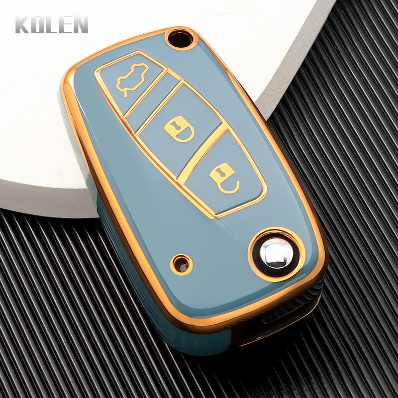 New TPU Car Flip Key Case Cover For FIAT 500 Panda Stilo Ducato Punto Doblo Bravo 3 Buttons Protected Holder Fob Bag Accessories