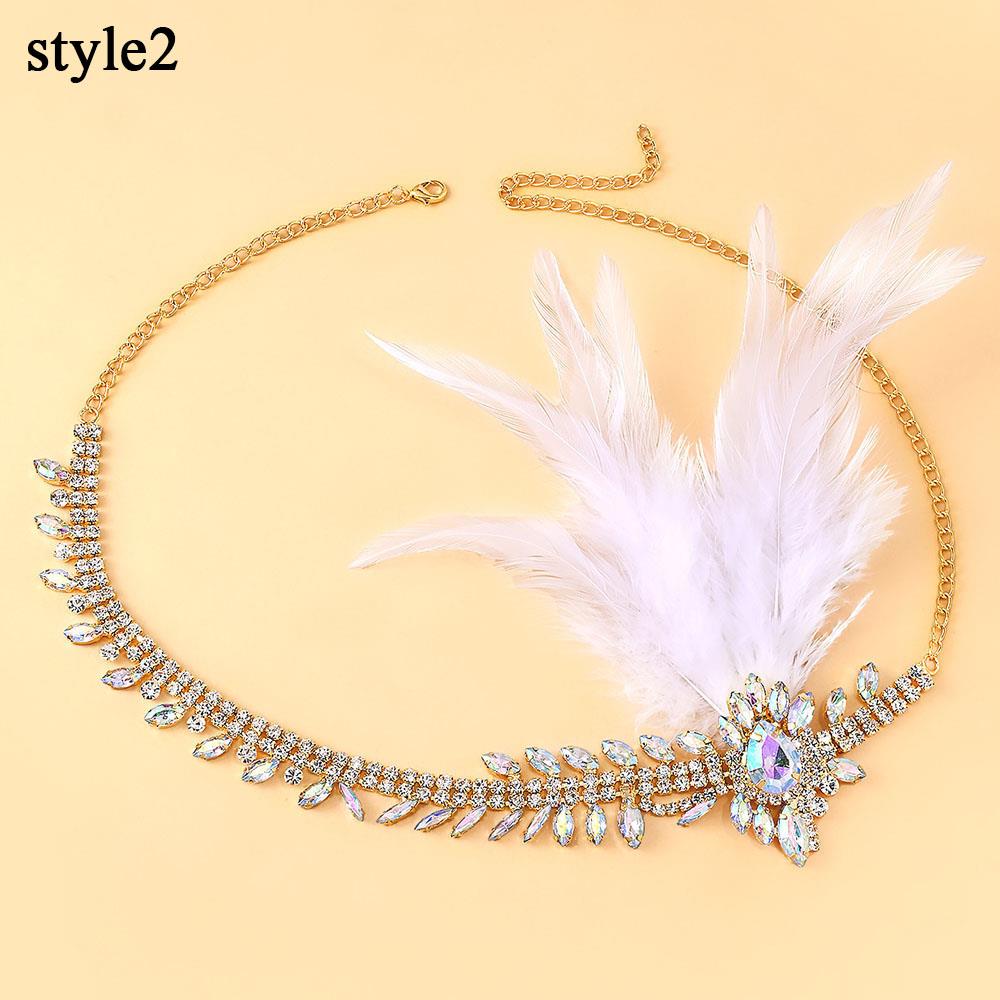 Vintage Exquisite Feather Headband Elegant Women Accessories Performance Show Crystal Sequin Masquerade Hair Band Rhinestone New