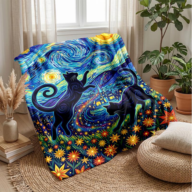 Cats In Soap Bubbles Blanket Personalized Name Flannel Blanket Soft Cozy Plush Throw for Sofa Bed Lightweight Home Decor