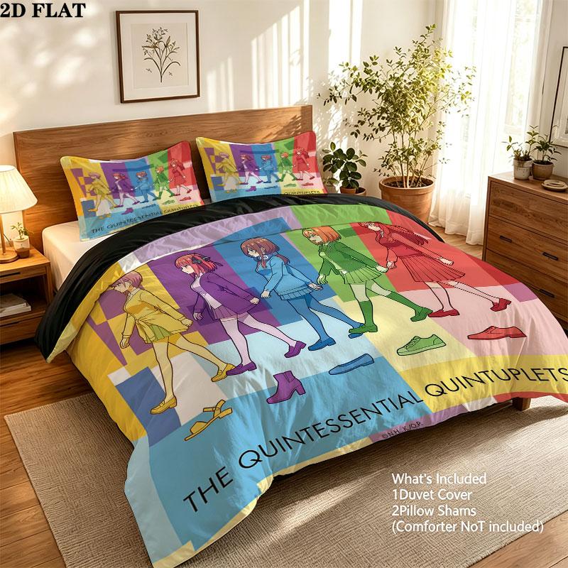5Toubun Pattern Bedding Quilt Set Quilt Cover Pillowcase Home Birthday Gift(1 * duvet cover + 2 * pillowcase, without core)