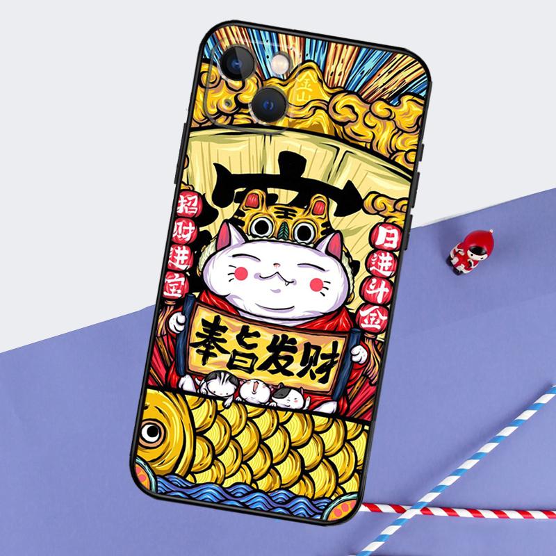 Cat Dragon Rabbit Chinese Style Phone Case For iPhone 16 Pro Max 12 13 Mini 11 14 15 Pro Max XR 15 16 Plus 16e Back Cover