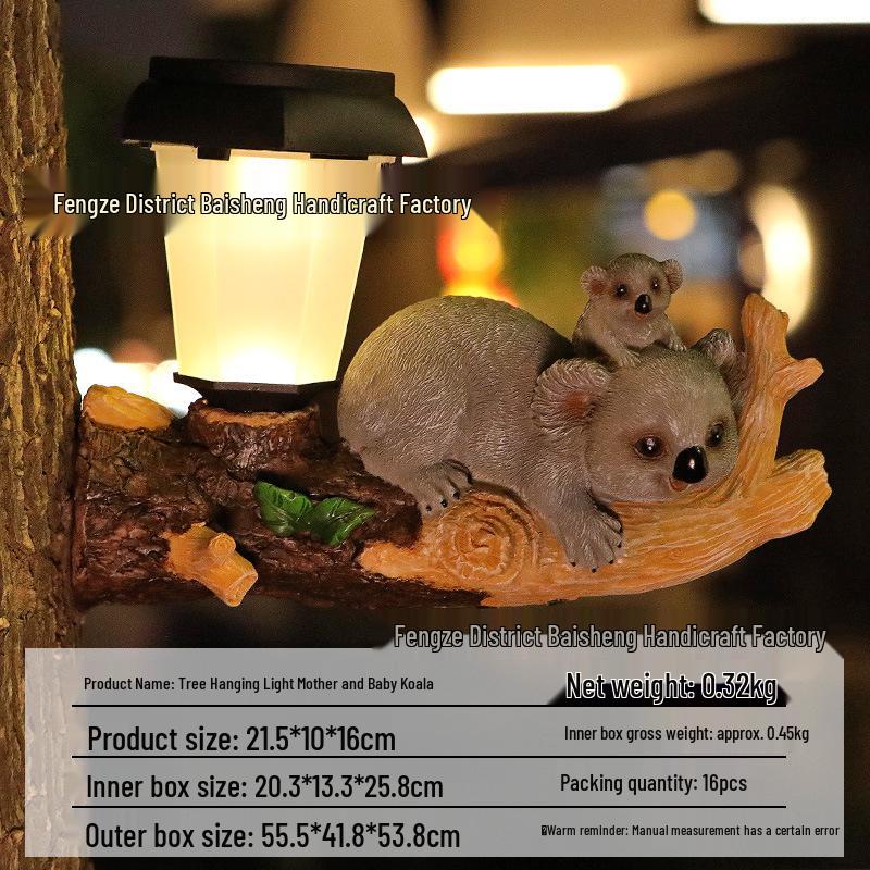 Solar LED Courtyard Lights: Tree Hanging Koala, Owl, and Parrot Garden Ornaments