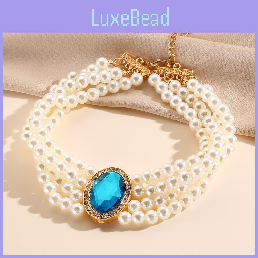 Palace Multi Elegant Layered Simulated Pearl Gemstone Necklace Accessory Neck