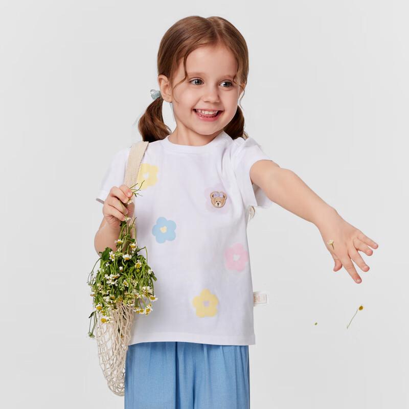 PawinPaw Girls  Cartoon Bear Print Puff Sleeve T-Shirt 110