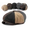 Retro Octagonal Hat Beret British Peaked Cap Newsboy Cap Painter'S Hat Color Block Soft Brim Hat