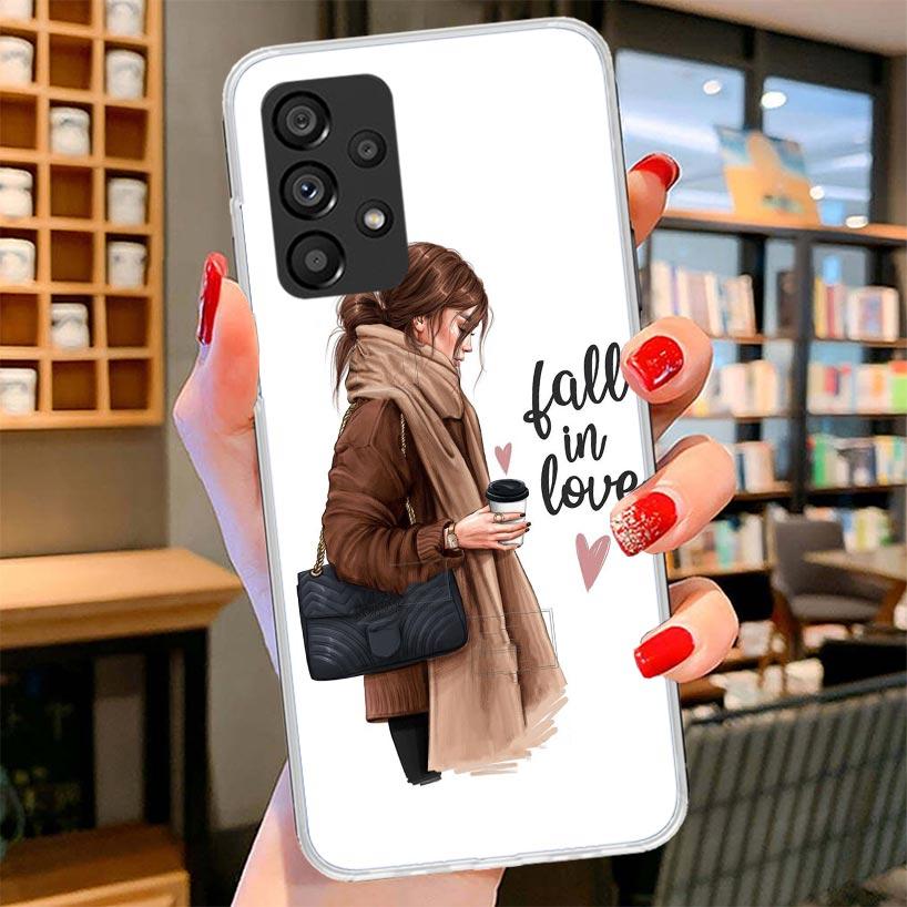 Girl Boss Female Coffee Phone Case For Samsung Galaxy A17 A37 A57 A16 A26 A36 A56 A15 A25 A35 A55 A14 A24 A34 A54 A13 A23 A33 A5