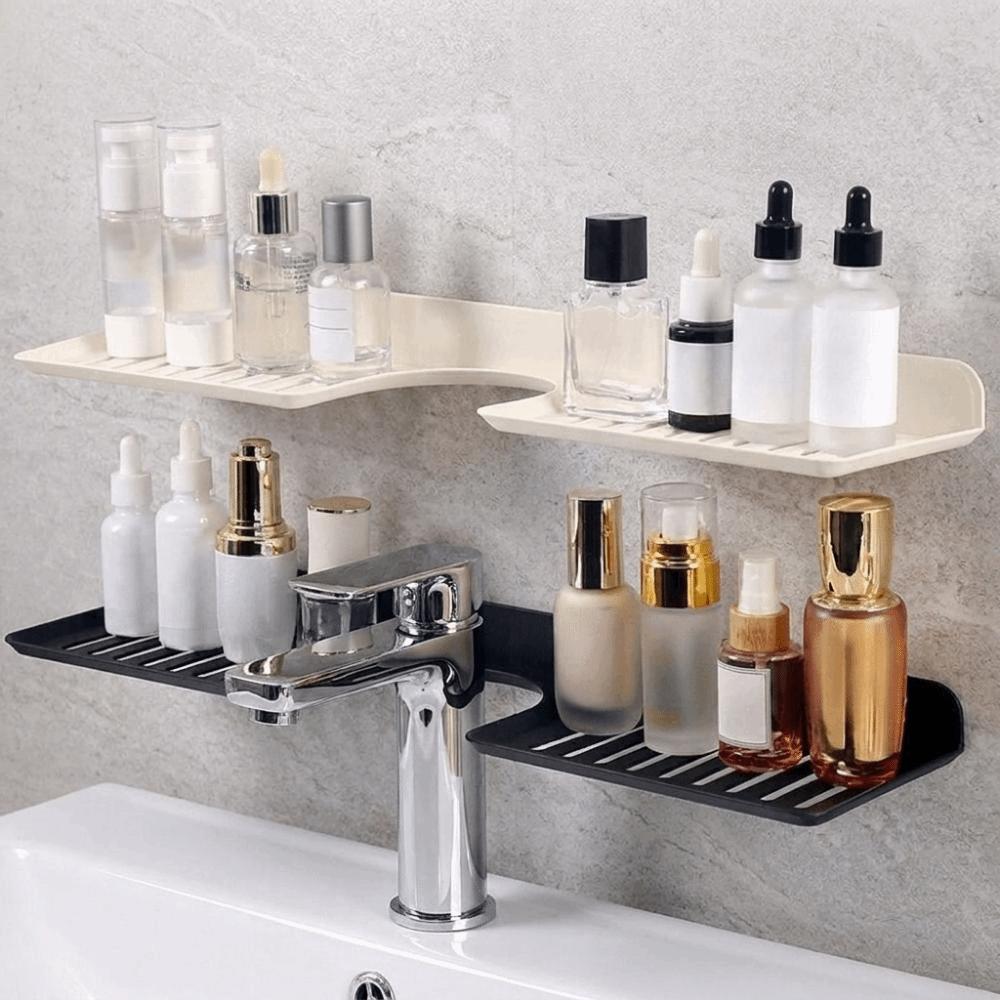 Wall Mounted Faucet Storage Shelf Water Drainage Bathroom Storage Rack Universal Sink Shelf Shower