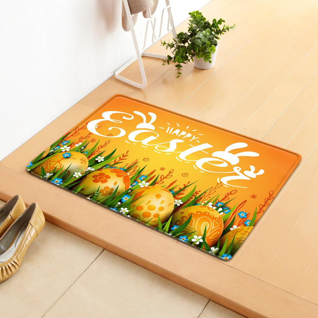 Easter Egg Rabbit Door Mat Easter Bathroom Absorbent Foot Mat Bedroom Living Room Non-Slip Floor Mat Carpet