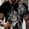 Men's Graphic Knights Templar T Shirt Christian T Shirts Short Sleeve T Shirt 3D Print Crew Neck Shirt Vintage