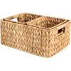 StorageWorks Wicker Storage Baskets for Shelves, Water Hyacinth Storage Baskets for Organizing, Wicker Basket for Bathroom Set of 3 (1PC Large, 2PCS