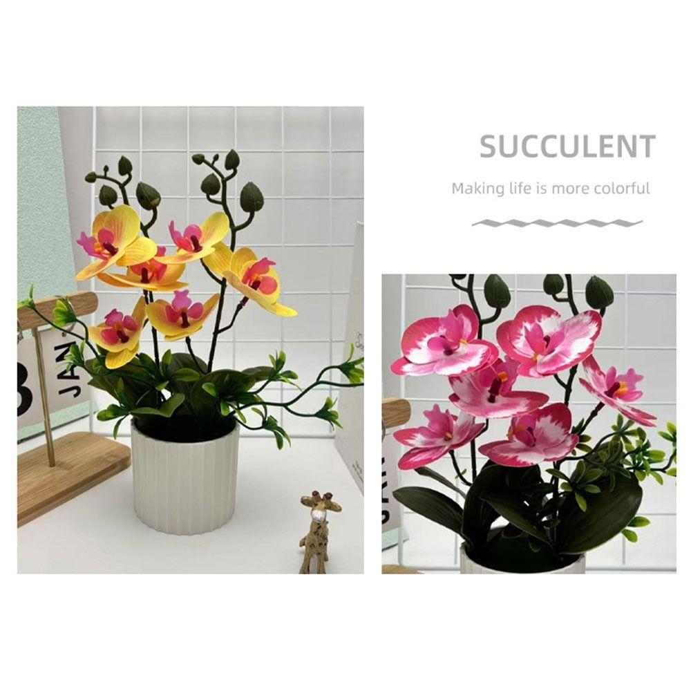 Multicolor Moth Orchid Artificial Flower Accessories Plastic Faux Moth Orchid Potted Green Leaves Photo Props Simulation Bonsai
