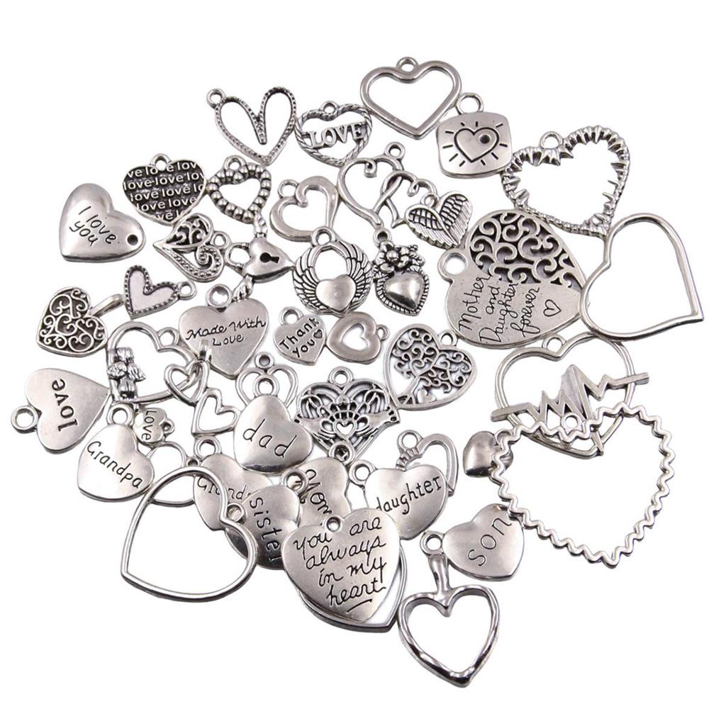 Vintage Silver Heart Pendant with 'Love' Letters - Creative Handmade Jewelry Accessory