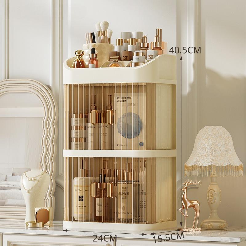 Space-Saving Corner Makeup Organizer with Drawers, Large Capacity Cosmetic Storage Box for Skincare, Makeup & Beauty Tools