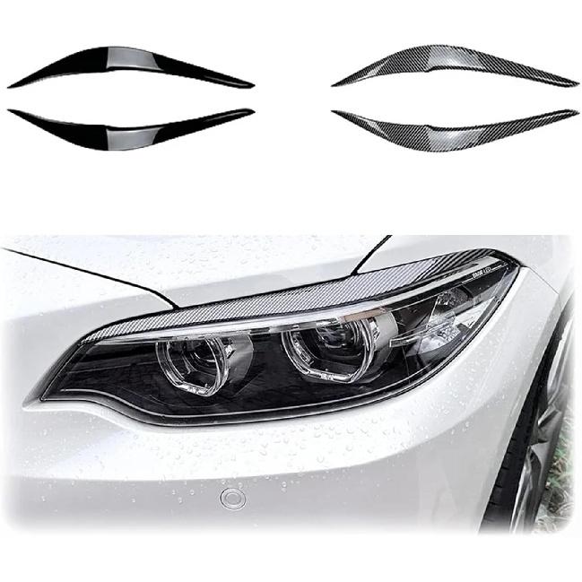 Car Evil Headlight Eyebrows Compatible with BMW 2 Series F22 F23 220i 228i 230i M235i M240i 2015-2019 Front Light Eyelid Cover 3D Stickers(Gloss