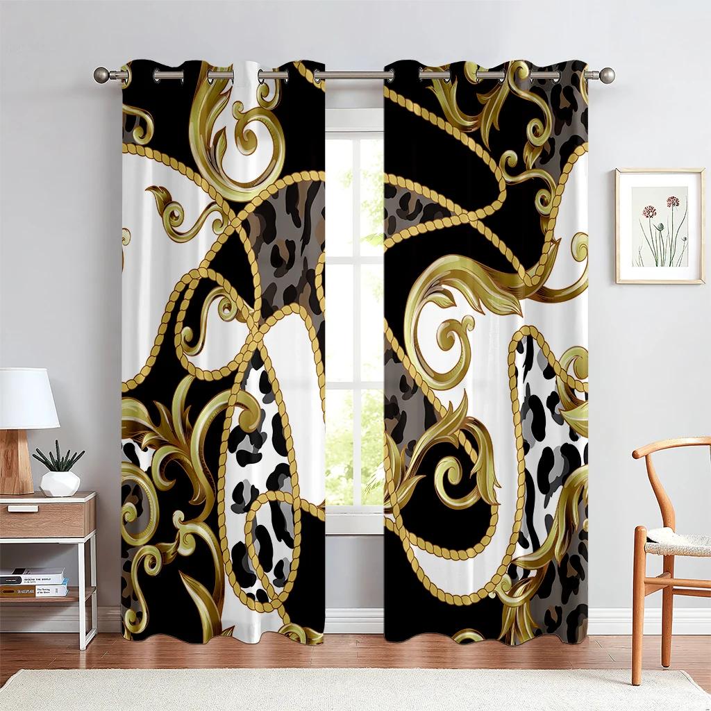 

Cheap Modern Luxury Black Gold Red Polyester Abstract Geometric Window Curtain for Living Room Bedroom Kicthen Door Home Decor W60xH100(CM)x2pcs&Rod Pocket