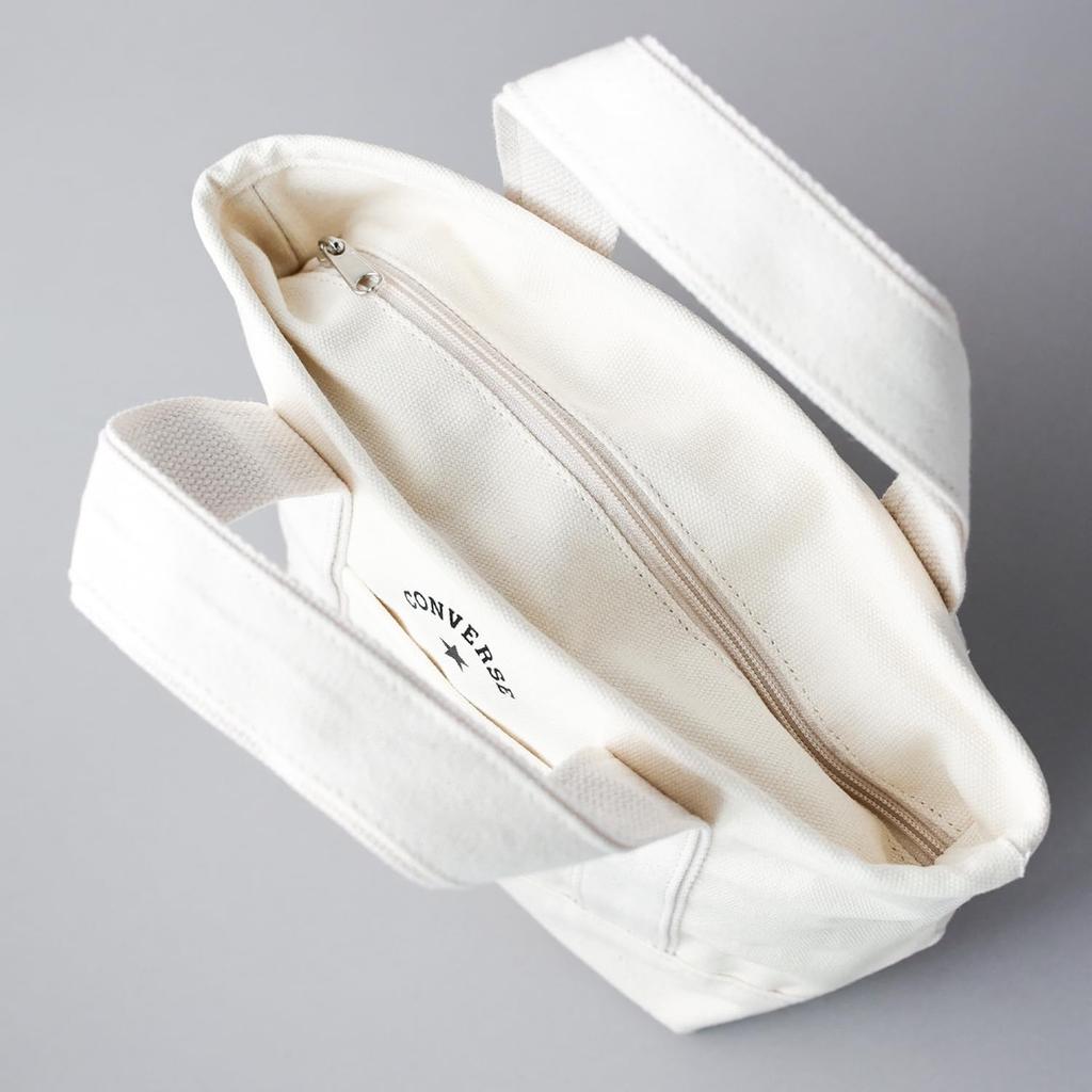 Converse Canvas Mini Tote Bag with Dwear Sticker, Men's and Women's, "TOKYO All Star" (Small, Off-White)