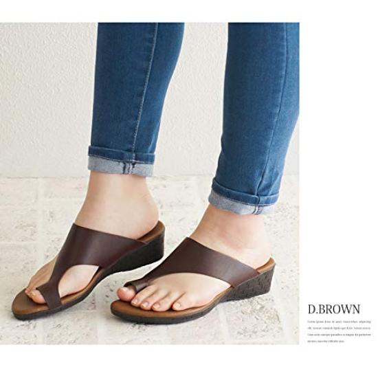 Made in Thong Sandals for Easy to Walk Wedge Finger M [Arch Contact] Japan, Women, in, Sole, Painless, Ring, Summer, Black,
