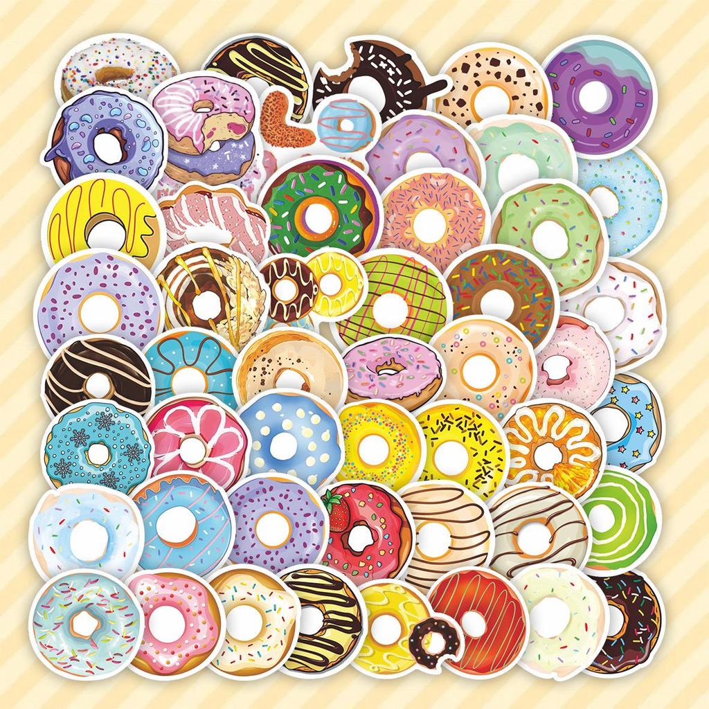 50 Graffiti Sweet Donut Cartoon Stickers for DIY, Suitcase, and Stationery Decoration Set