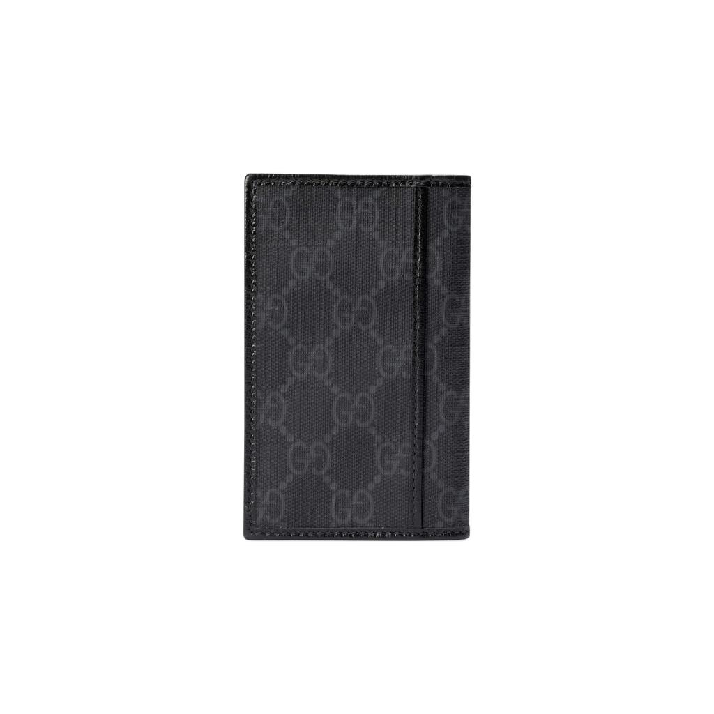 Gucci Portacarte con logo GG intrecciato in tela e finiture in pelle Accessori da uomo Nero 722601-92TCF-1000
