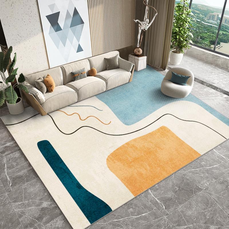 Area Mat Light Luxury Minimalist Geometric Pattern Bedroom Floor Ultra Soft Thickened Non-Slip Home Mat Easy To Clean Anti Slip Bohemian Style Rugs