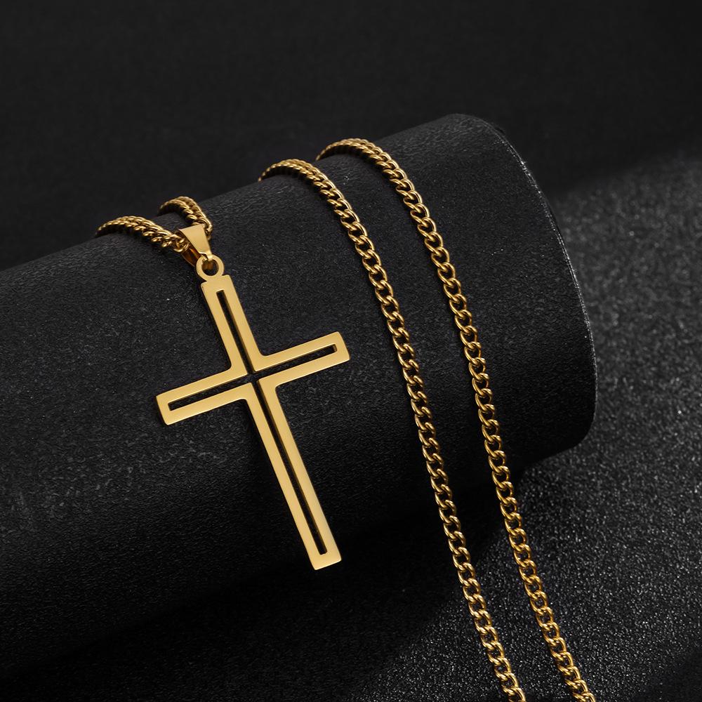 Minimalistisches Edelstahl-Kreuz-Halskette - Zeitgenössischer Stil