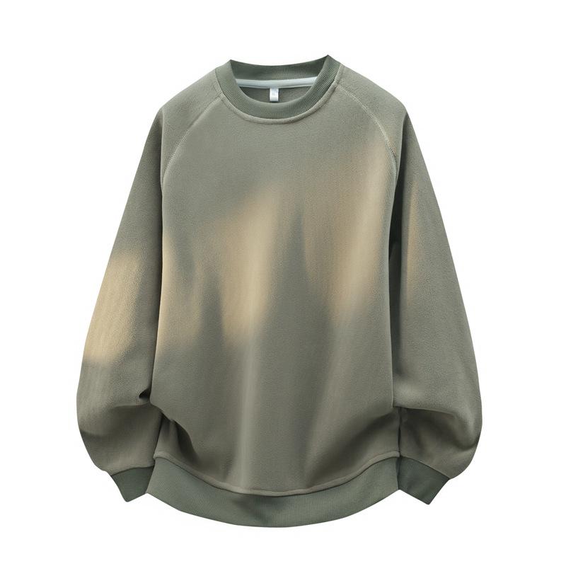 Мужская толстовка ACU из австралийского флиса с частицами Теплый двусторонний плюс толстый однотонный топ с рукавами реглан с круглым вырезом для осени и зимы M 3080₽