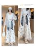 Women's Ethnic-Style High-Waist Ice Silk Loose Cropped Trousers - Summer Slimming Wide-Leg Pants
