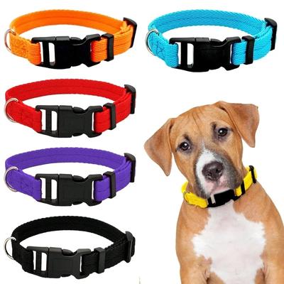Nylon Webbing Pet Collars Dog Durable Necklace Small Medium Dogs Adjustable Heavy Duty Comfortable Neck Band Puppy Accessories