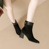 High-heeled Martin boots women's 2025 new autumn and winter British style metal pointed thin boots thick heel huge good-looking short boots