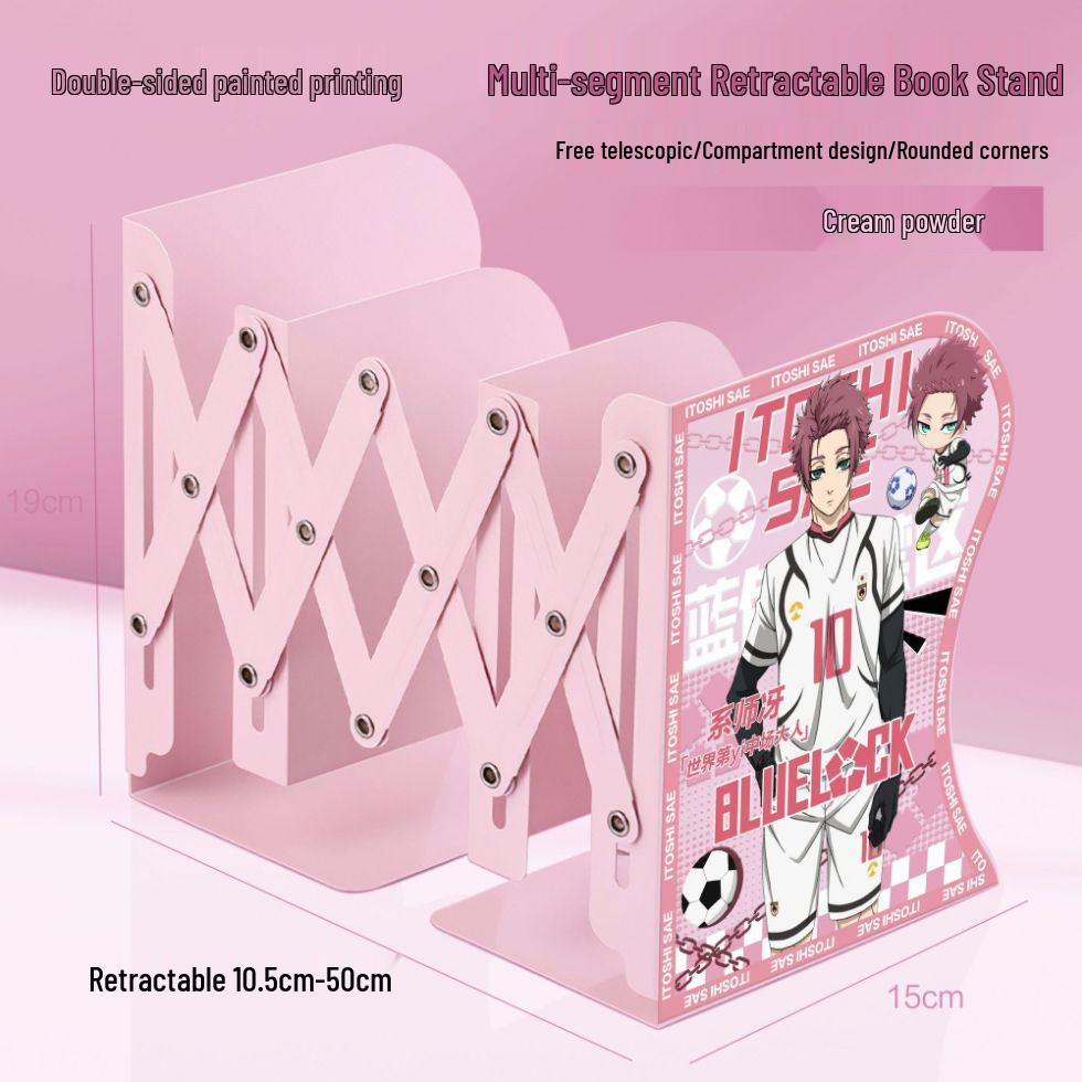 Blue Lock Desktop Organizer: Retractable Book Stand & Folding Bookshelf for Students Thickened Metal Retractable