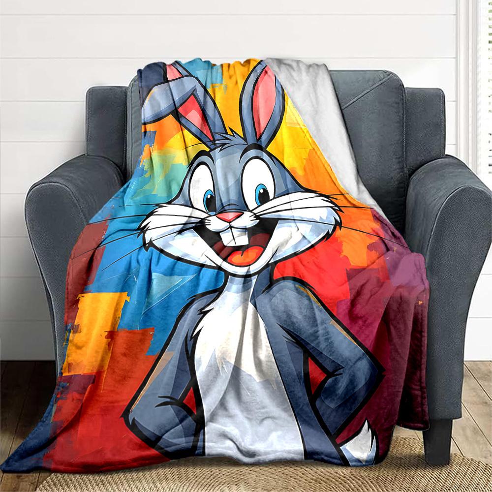 

1pc Bugs Bunny Blanket Lightweight Flannel Throw For Sofa, Bed, Travel, Camping, Livingroom, Office, Couch, Chair, And Bed 80x120cm