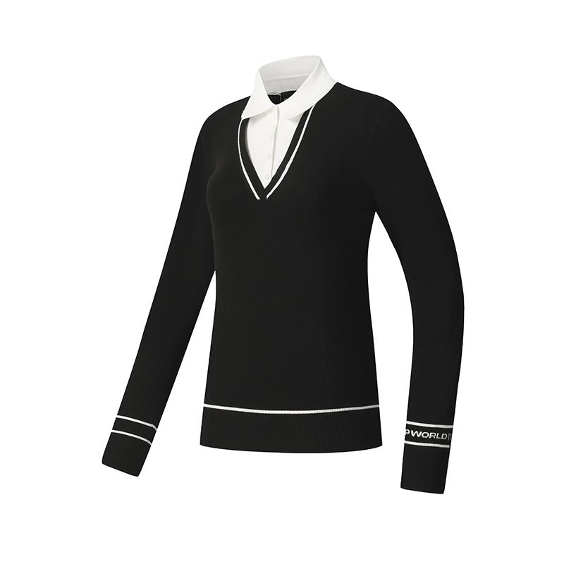 

FILA Golf Series Casual Elegant Simple Knit Long Sleeve Polo Sweater Women sweater A11W545403FBK M