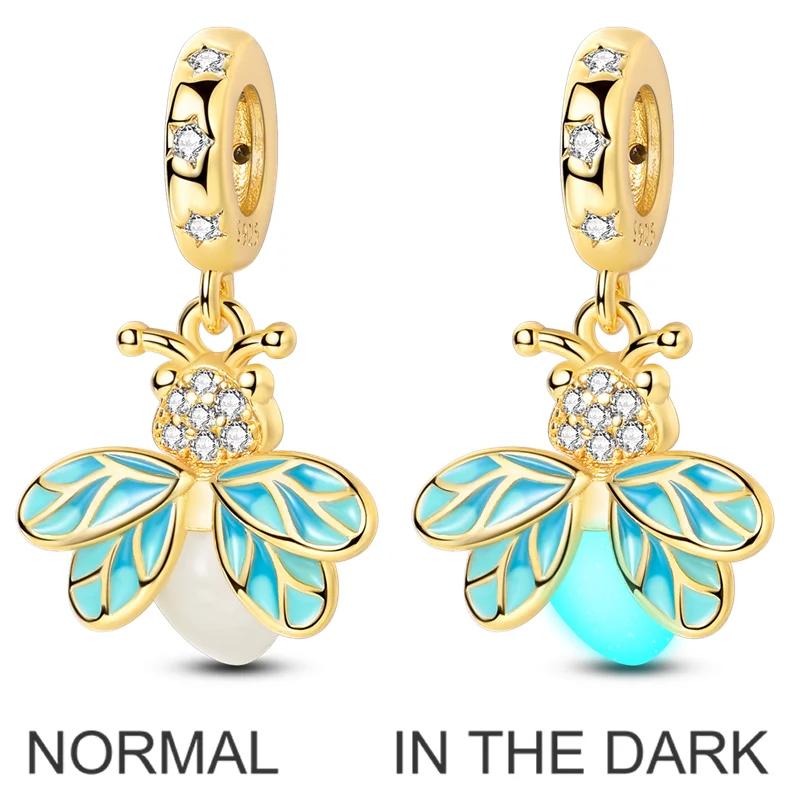 Kupfer Goldene Serie Charms Schmetterling Kleeblatt Perle Dangle Anhänger Passend Armband Halskette DIY Schmuck Geschenk