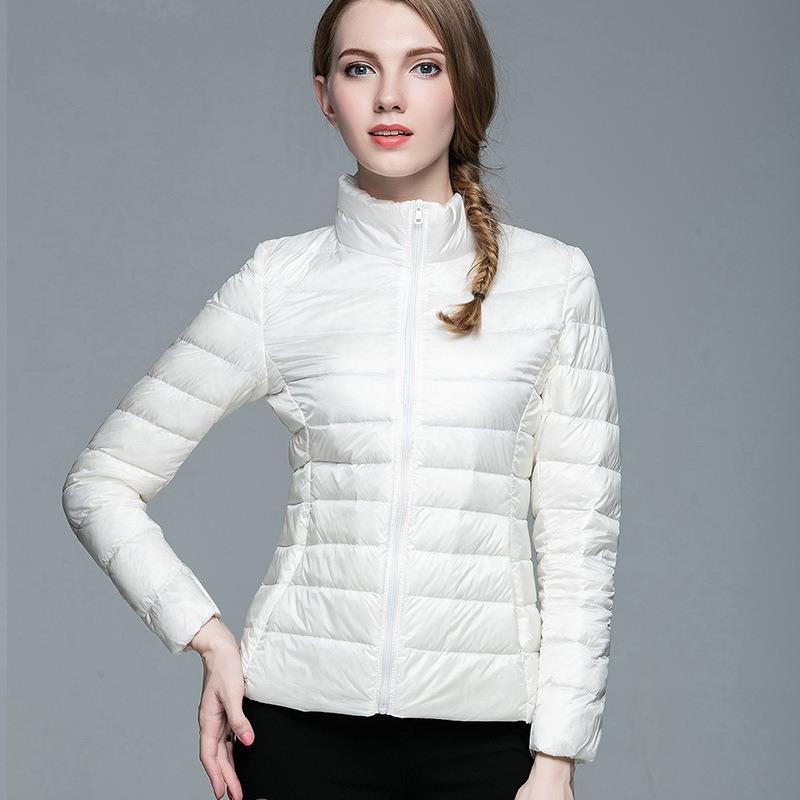 Autumn and winter warm light down jacket women's short stand-up collar outdoor thin autumn and winter women's jacket